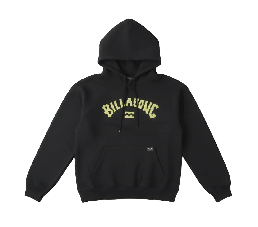 The Billaby Hoodie front view - Black oversized unisex fleece hoodie
